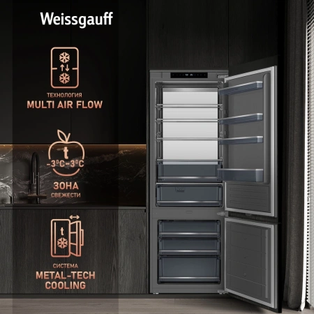 Холодильник Weissgauff WRKI 1970 Total NoFrost Inverter Premium EcoFresh 2-хкамерн. инвертер (433160)