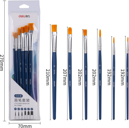 Набор кистей Deli 73885 нейлон (наб.6шт)