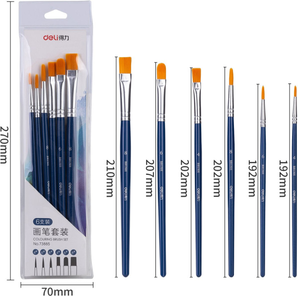 Набор кистей Deli 73885 нейлон (наб.6шт)