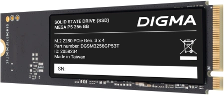 Накопитель SSD Digma PCIe 3.0 x4 256GB DGSM3256GP53T Mega P5 M.2 2280