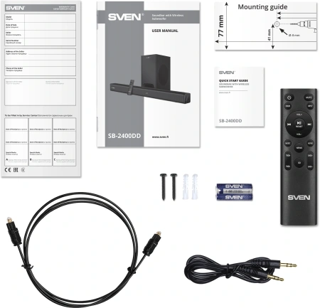 Саундбар Sven SB-2400DD 1.1 черный 400Вт BT