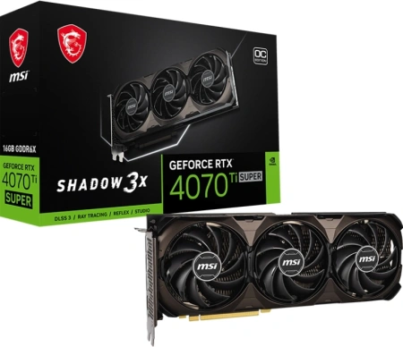 Видеокарта MSI PCI-E 4.0 RTX 4070 Ti SUPER 16G SHADOW 3X OC NVIDIA GeForce RTX 4070TI Super 16Gb 256bit GDDR6X 2640/21000 HDMIx1 DPx3 HDCP Ret