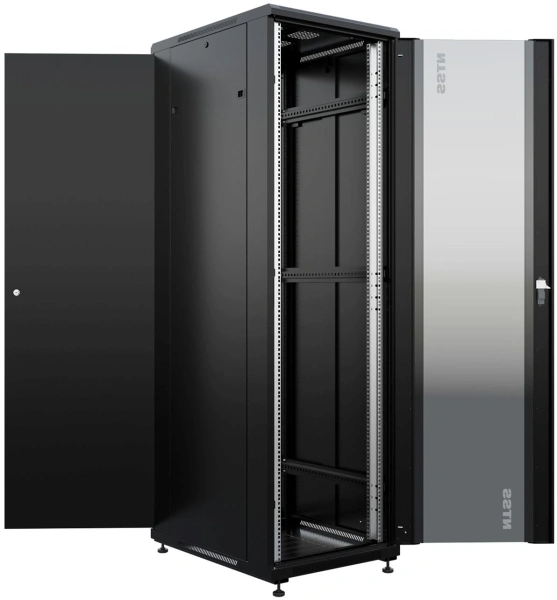 Шкаф серверный NTSS Премиум (NTSS-R42U6080GS-BL) напольный 42U 600x800мм пер.дв.стекл металл 900кг черный 710мм 99кг 1987мм IP20 сталь