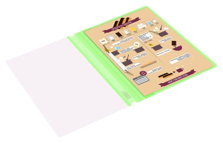 Папка-скоросшиватель Бюрократ Double Neon -PSLDNE/LETT A4 прозрач.верх.лист пластик салатовый 0.14/0.18