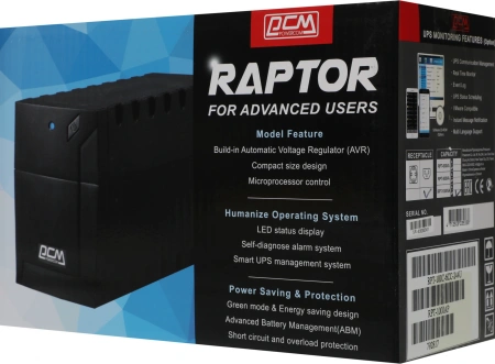 Источник бесперебойного питания Powercom Raptor RPT-1000AP 600Вт 1000ВА черный