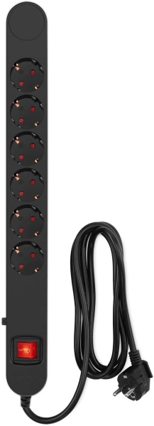 Сетевой фильтр Ippon NF-EU-1.8-16 1.8м (6 розеток) черный (коробка)
