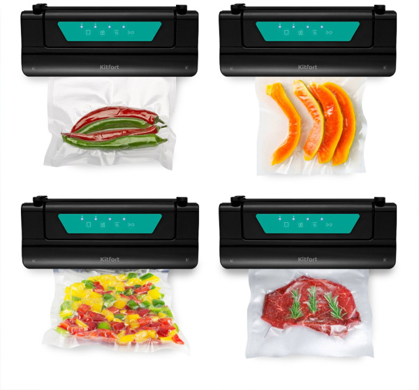 Вакуумный упаковщик Kitfort КТ-1528-3 110Вт черный/бирюзовый
