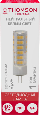 Лампа светодиодная Thomson TH-B4208 7Вт цок.:G4 капсул. 220B 4000K св.свеч.бел.нейт. (упак.:1шт)