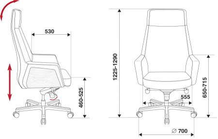 Кресло руководителя Бюрократ _Antonio черный кожа крестов. алюминий