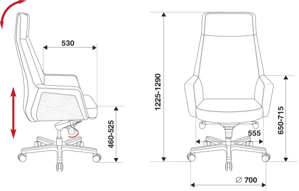Кресло руководителя Бюрократ _Antonio черный кожа крестов. алюминий