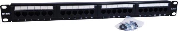 Патч-панель NTSS (NTSS-PP-1U-24-UTP-RJ45-5E-D) 19" 1U 24xRJ45 кат.5E UTP