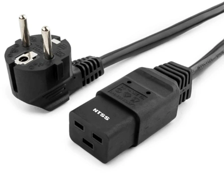 Шнур питания NTSS (NTSS-PC19772) C19-Schuko проводник.:3x1.5мм2 3м 220/250В 16А черный