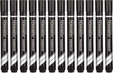 Набор маркеров перманентных Deli EU10120-P Think скошенный пиш. наконечник 1.5-5мм черный коробка ка