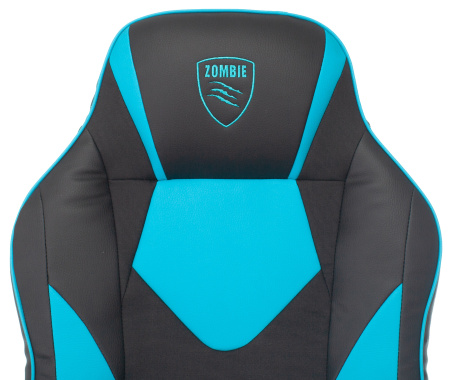 Кресло игровое Zombie GAME 17 черный/синий текстиль/эко.кожа крестов. пластик