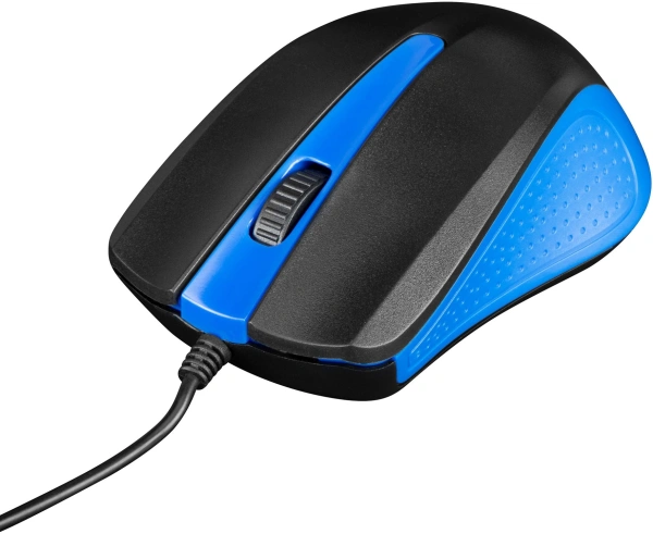 Мышь Оклик 225M черный/синий оптическая (1000dpi) USB (3but)