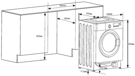 Стиральная машина Maunfeld MBWM148S класс:A+++ загрузка до 8кг отжим:1400об/мин белый инвертер