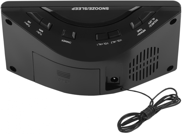 Радиобудильник Harper HCLK-1006 черный LED подсв:зеленая часы:цифровые AM/FM