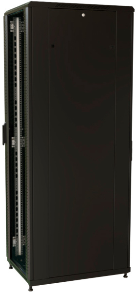 Шкаф коммутационный WRline (WR-TT-2766-AS-RAL9004) напольный 27U 600x600мм пер.дв.стекл задн.дв.стал.лист 2 бок.пан. направл.под винты 800кг черный 510мм 1388мм IP20 сталь