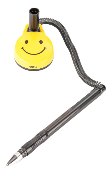 Ручка шариков. автоматическая Deli EQ50-BK черный/прозрачный d=0.7мм черн. черн. (1шт) на подставке резин. манжета