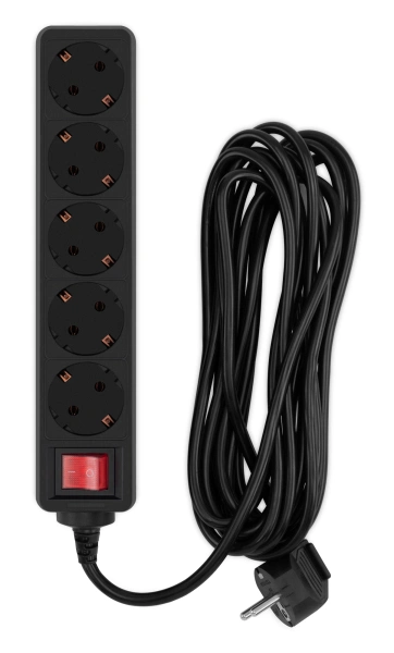 Сетевой фильтр PC Pet AP01006-5-B 5м (5 розеток) черный (пакет ПЭ)