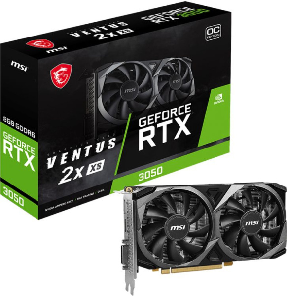 Видеокарта MSI PCI-E 4.0 RTX 3050 VENTUS 2X XS 8G OC NV RTX3050 8Gb 128bit GDDR6 1807/14000 DVIx1/HD