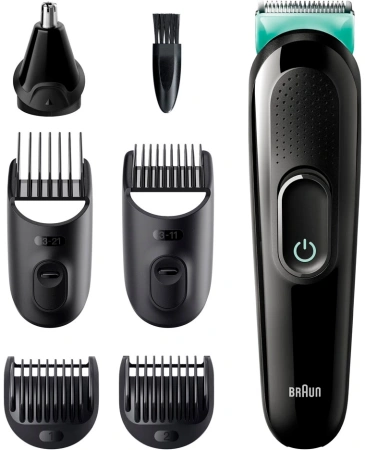 Триммер Braun 3 MGK3321 черный/мятный (насадок в компл:5шт)