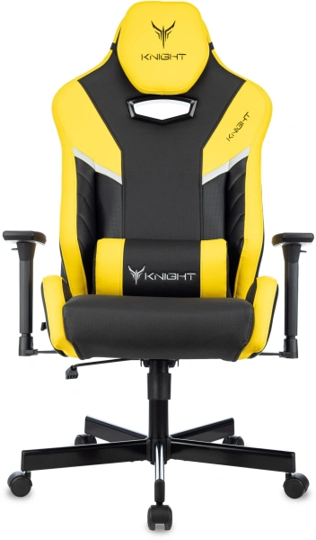 Кресло игровое Knight Thunder 5X черный/желтый эко.кожа крестов. металл