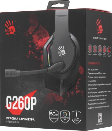 Наушники с микрофоном A4Tech Bloody G260p черный 2м мониторные USB (G260P)