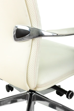 Кресло руководителя Бюрократ _VEGA белый кожа крестов. алюминий