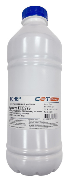 Тонер Cet PK3 CET111102-300 черный бутылка 300гр. для принтера Kyocera ecosys M2035DN/M2535DN/P2135DN, FS-1016MFP/1018MFP