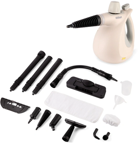 Пароочиститель ручной Kitfort КТ-9177 1050Вт бежевый/серый