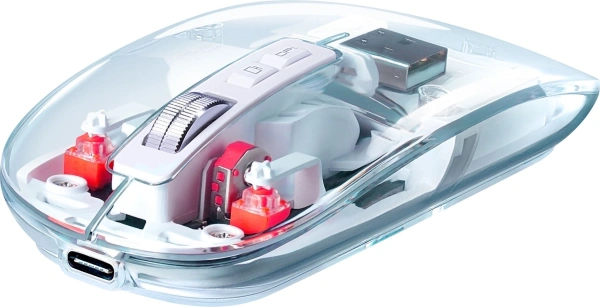 Мышь Defender Ixes MM-999 прозрачный оптическая 2400dpi silent беспров. BT/Radio USB 4but (52999)