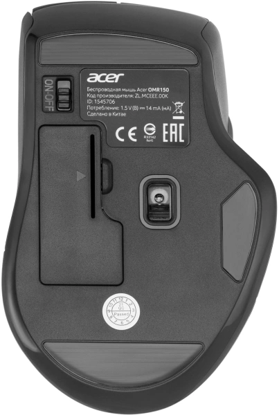 Мышь Acer OMR150 черный оптическая (1600dpi) беспроводная USB (6but)