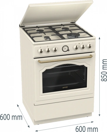 Плита Газовая Gorenje GKS6C71CLI слоновая кость