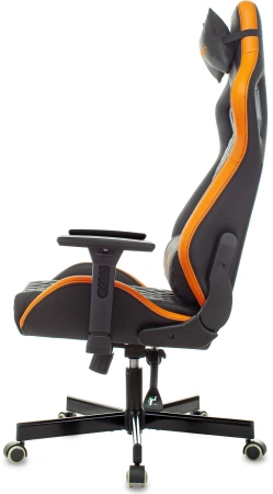 Кресло игровое Knight Outrider черный/оранжевый ромбик эко.кожа с подголов. крестов. металл