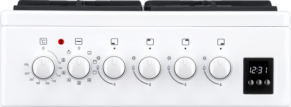 Плита Комбинированная Weissgauff WCS K2K59 WGE белый/черный (стеклянная крышка) реш.чугун