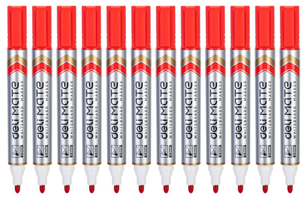 Маркер для досок Deli EU00340 Mate круглый пиш. наконечник 2мм красный