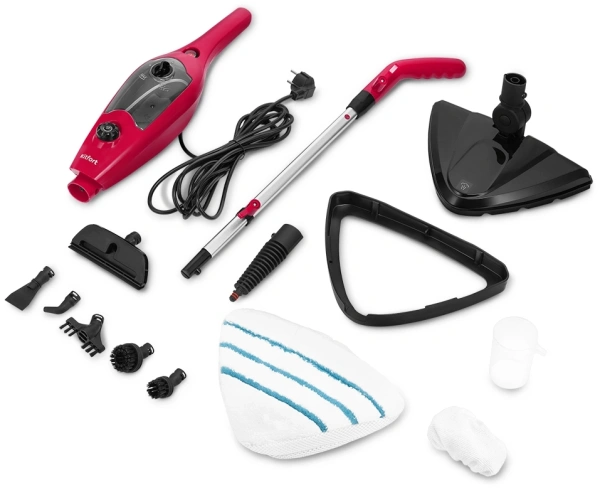 Швабра паровая Kitfort КТ-3928 1300Вт малиновый/черный