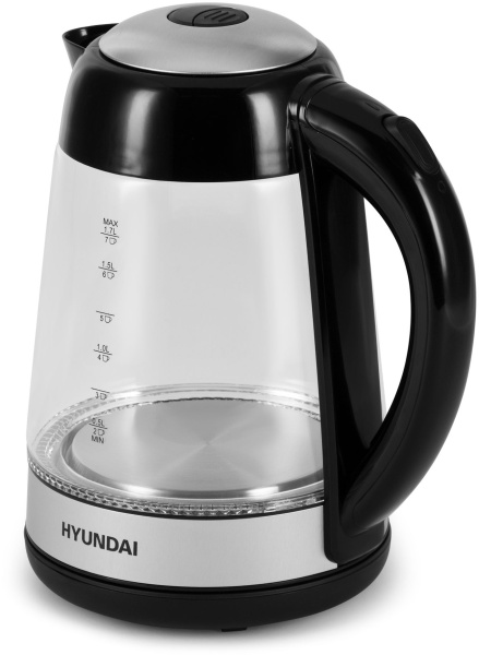Чайник электрический Hyundai HYK-G3803 1.7л. 2200Вт черный/серебристый (корпус: стекло)