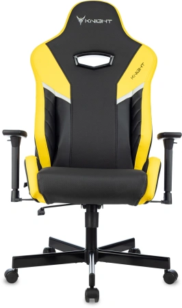 Кресло игровое Knight Thunder 5X черный/желтый эко.кожа крестов. металл