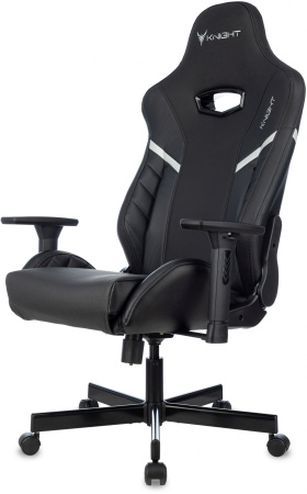Кресло игровое Knight Thunder 5X черный эко.кожа крестов. металл