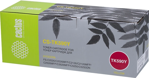 Картридж лазерный Cactus CS-TK590Y TK-590Y желтый (5000стр.) для Kyocera FS-C2026MFP/C2126MFP/C2526MFP/C2626MFP/C5250DN