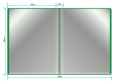 Папка с 40 прозр.вклад. Бюрократ -BPV40GRN A4 пластик 0.65мм торц.карм с бум. встав зеленый