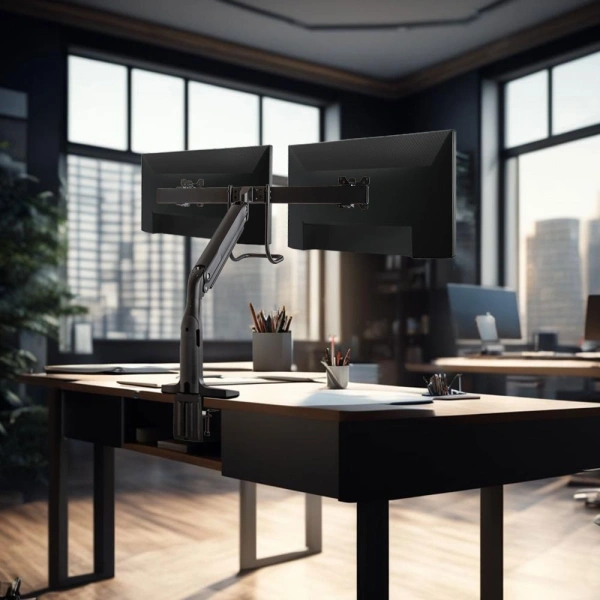 Кронштейн для мониторов Kromax OFFICE-20 черный 17"-35" макс.10кг настольный поворот и наклон