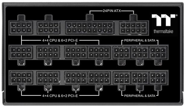 Блок питания Thermaltake ATX 1550W Toughpower Grand TF1 80+ titanium 24+2x(4+4) pin APFC 140mm fan color 16xSATA Cab Manag RTL