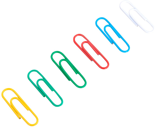 Скрепки Deli E0024 пластиковая оболочка 29мм ассорти (упак.:100шт) пластиковая коробка