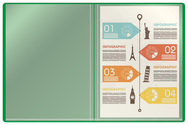 Папка с 10 прозр.вклад. Buro -ECB10GREEN A4 пластик 0.5мм зеленый