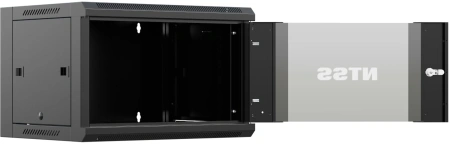 Шкаф коммутационный NTSS (NTSS-W6U6060GS-BL) настенный 6U 570x600мм пер.дв.стекл 60кг черный 19.5кг