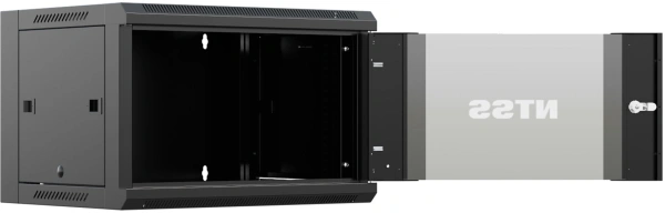 Шкаф коммутационный NTSS (NTSS-W6U6060GS-BL) настенный 6U 570x600мм пер.дв.стекл 60кг черный 19.5кг