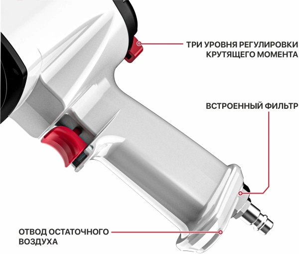 Гайковерт P.I.T. PAW1300-A 220л/мин серый/черный